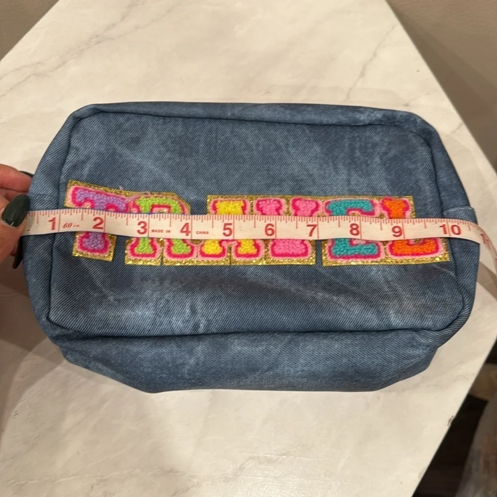 🌸3/$20 Demin Travel Pouch with Colorful Lettering🌸